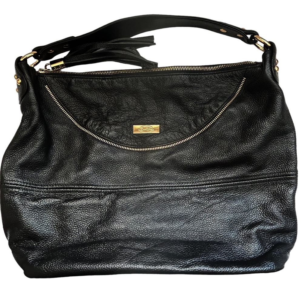 Onna Ehrlich Black Pebbled Leather Hobo Bag EUC